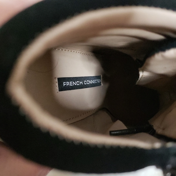 French Connection Sarina Lace Up Bootie Leather Ankle Padded Boots Mobwife Gloss - Picture 4 of 16